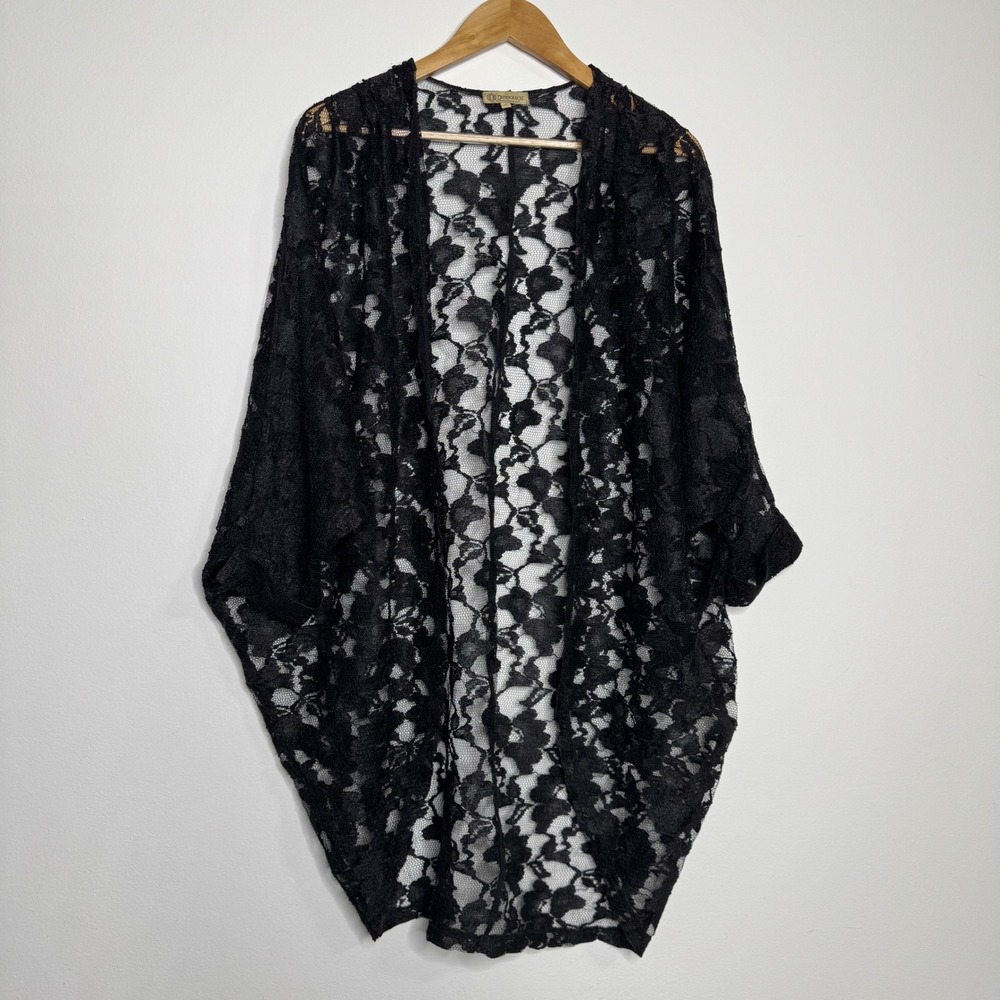 Democracy Kimono Women S Black Floral‎ Lace Cardigan Sheer Whimsigoth Cover Up